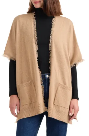 CASHMERE OPEN CARDIGAN WITH FRINGE