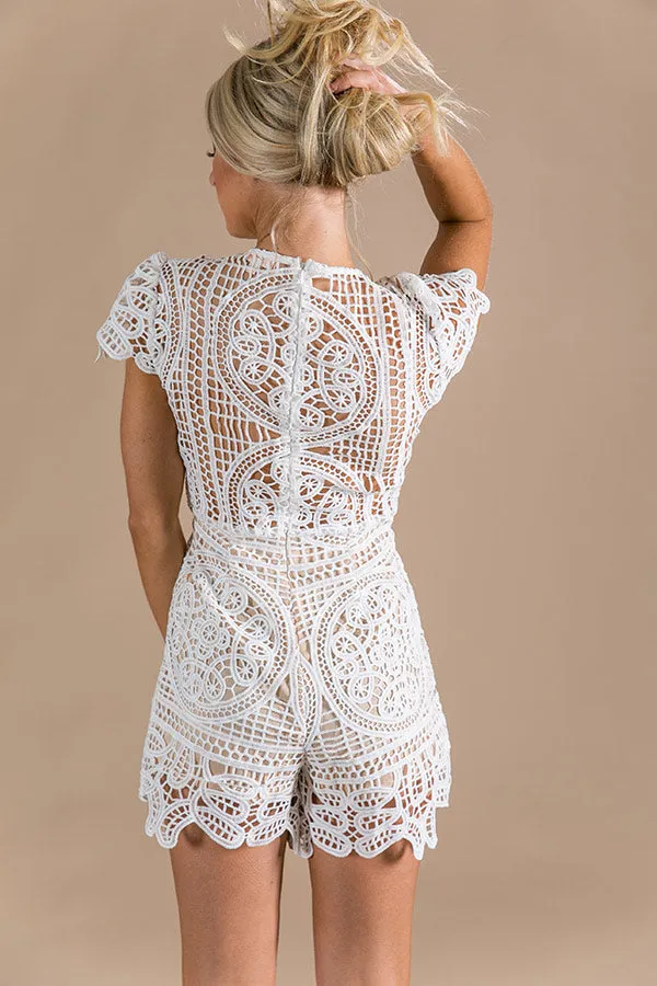 Chic Spotlight Crochet Romper in White