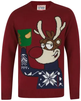 Christmas Raise A Cup Mens Christmas Jumper - Red