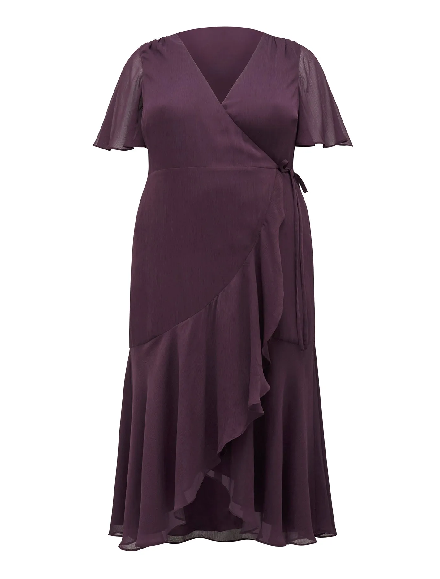 Clara Curve Flutter Sleeve Wrap Dress