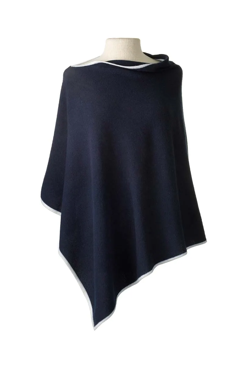 Classic Poncho - Navy/Ivory