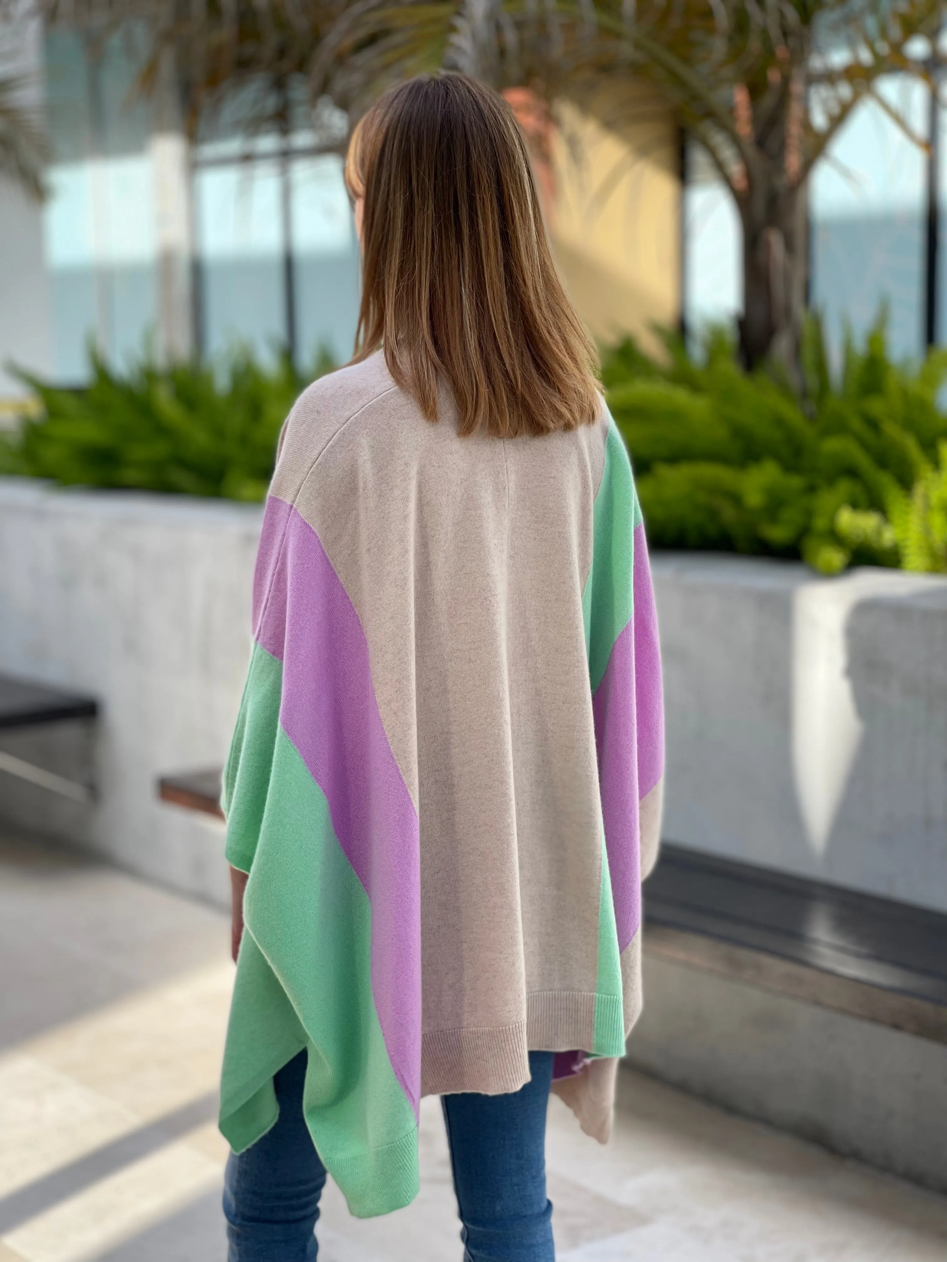 Colorblock Cash Cape Natural Combo One Size