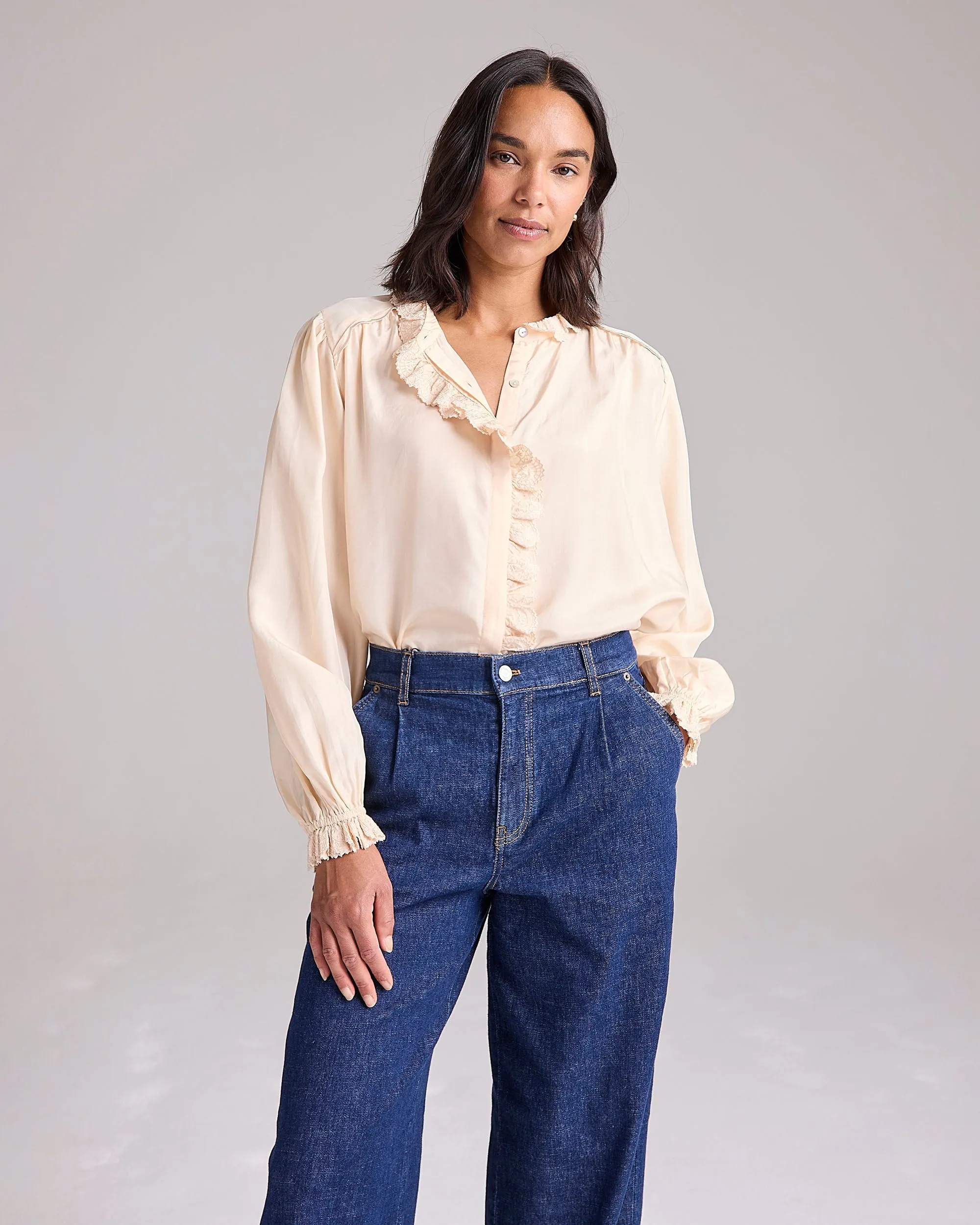 Cove Silk Blouse in Natural by Cape Cove