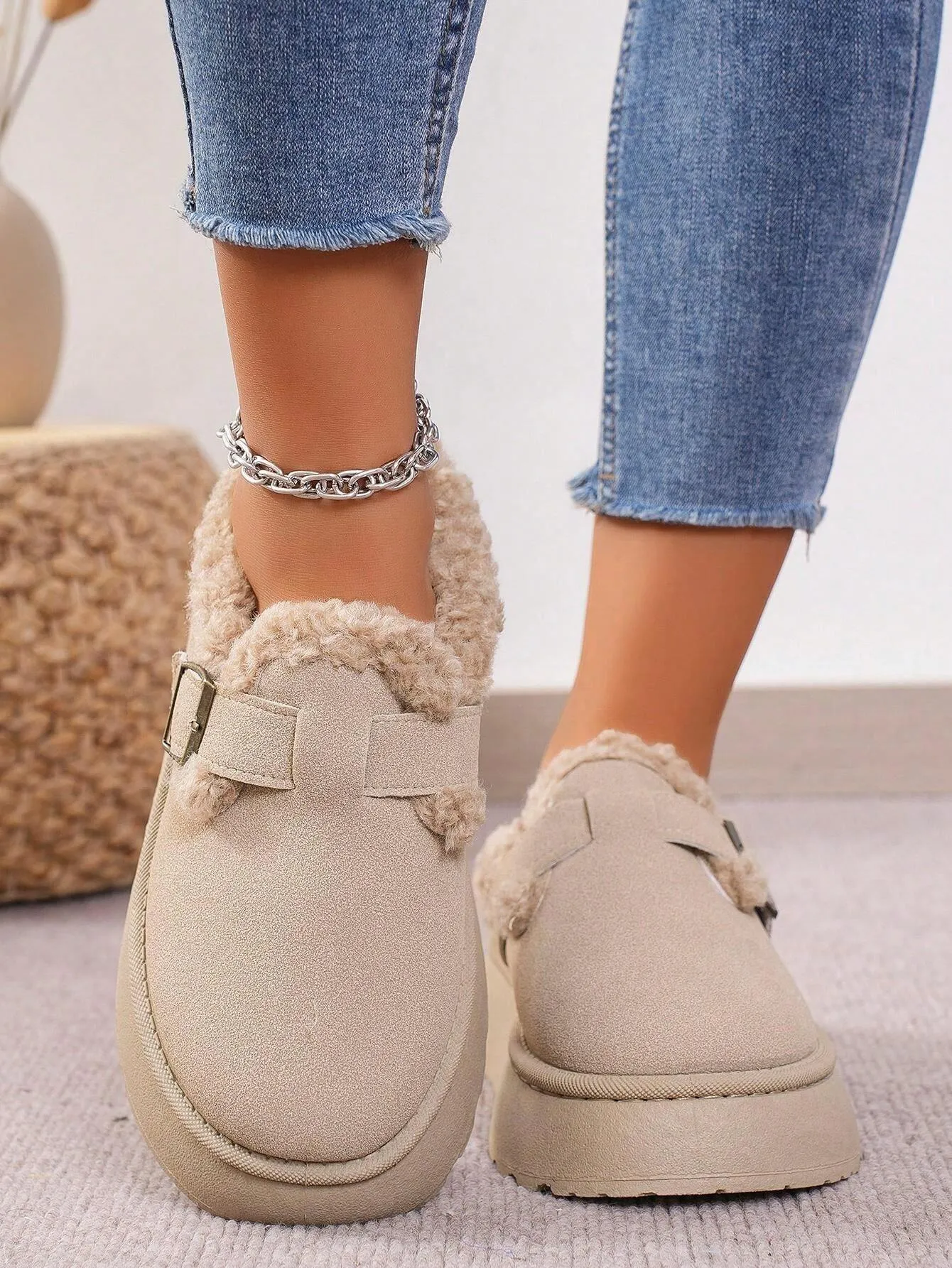 Cozy Winter Plush Lined Platform House Slippers