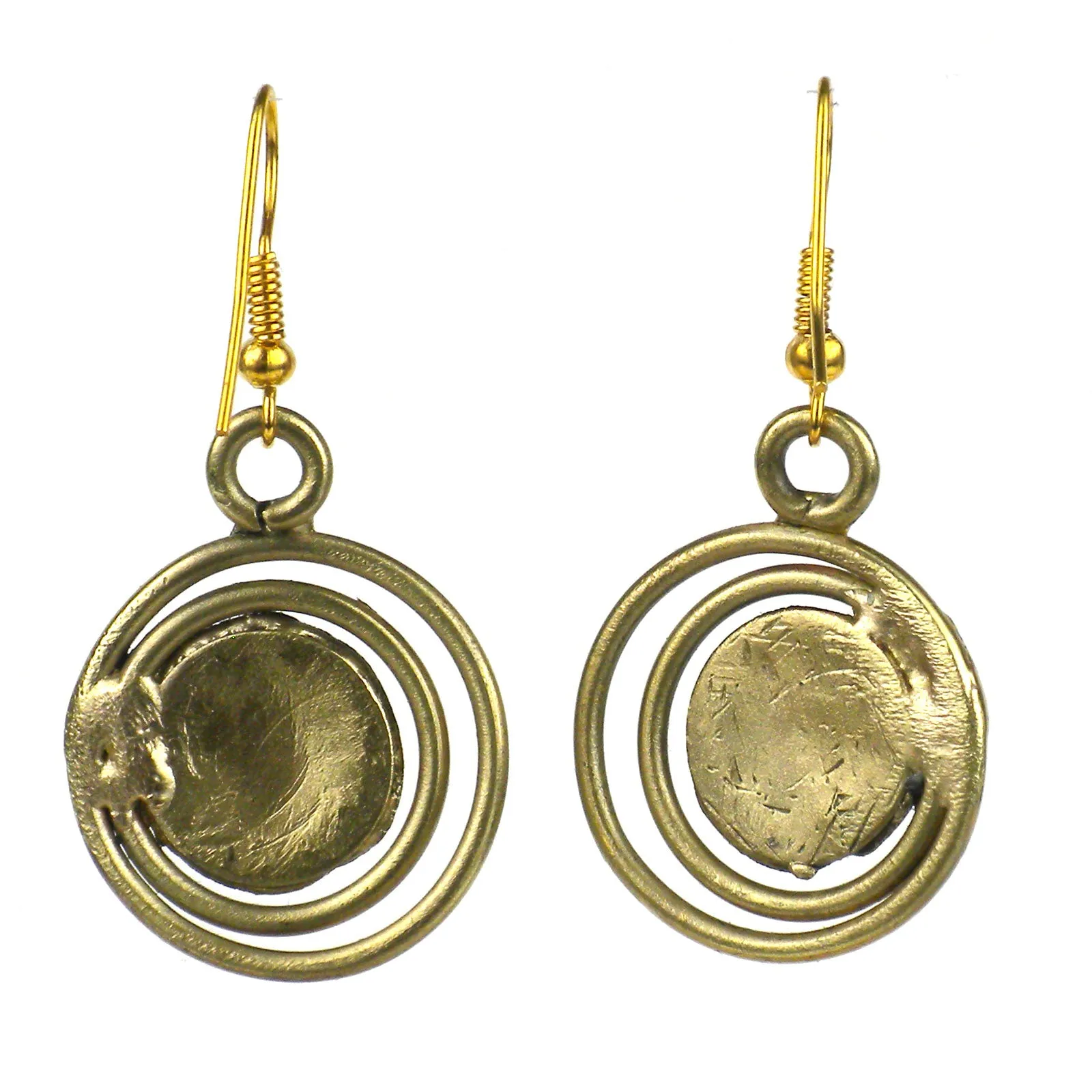 Deep Green Stone Concentric Earrings Brass Images