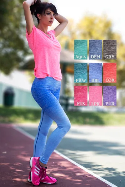 Dip Dye Ombre Athletic Leggings w/High Waist Band