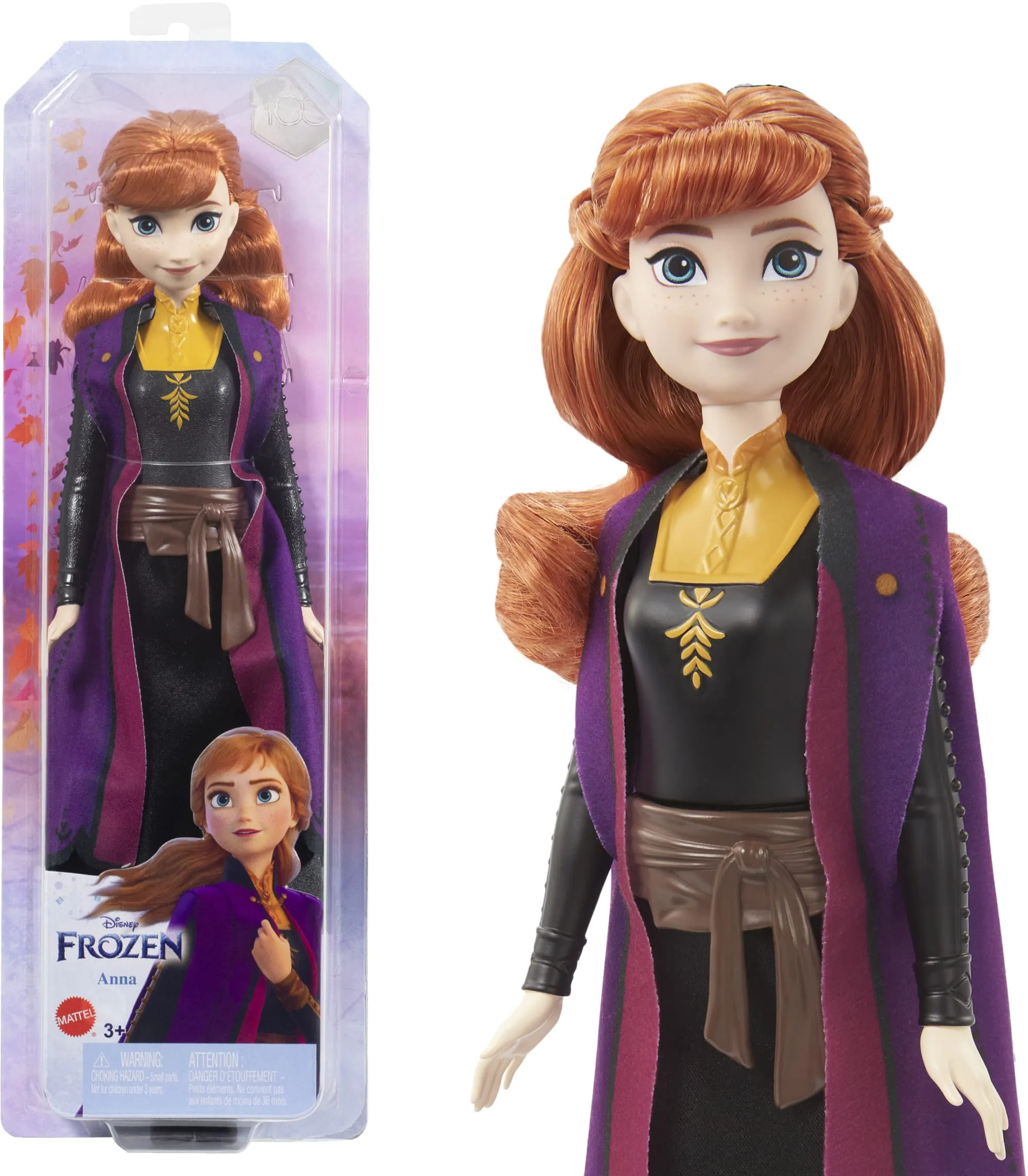 Disney Frozen 2023 Anna Posable Fashion Doll with Signature Clothing and Accessories Inspired Frozen 2 Movie for Ages 3  (HLW50)