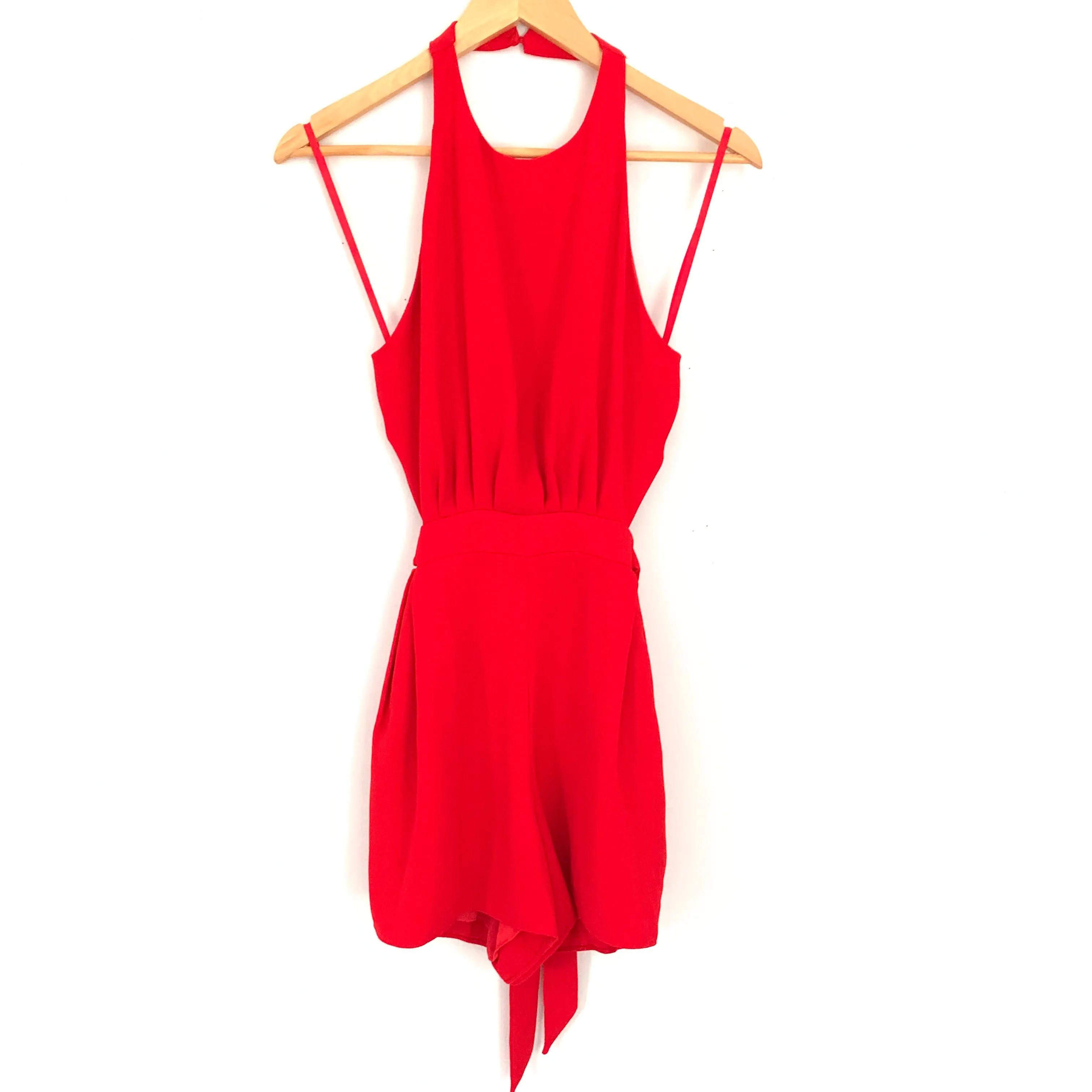 DO BE Red Halter Romper with Side Cuts- Size S