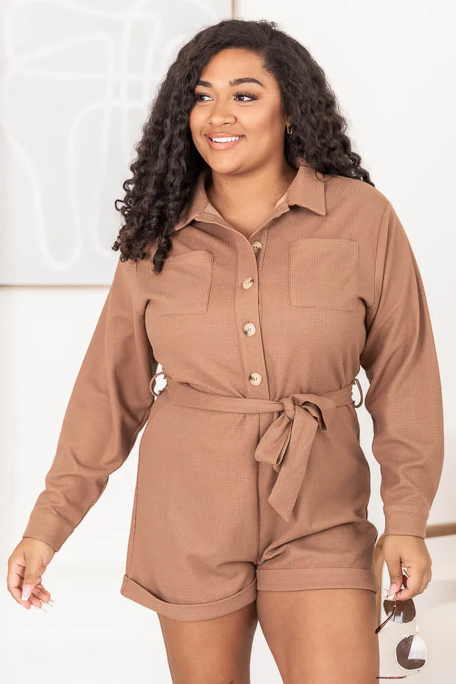 Doing My Own Thing Brown Collared Romper FINAL SALE