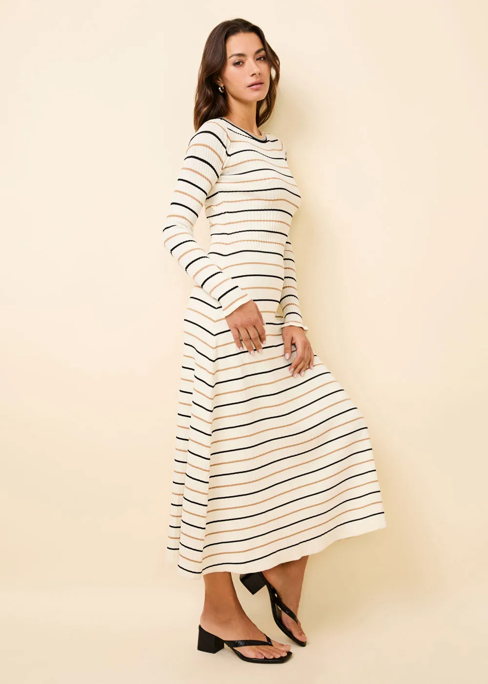 Dora Ribbed Knit Dress Brule Multi Stripe