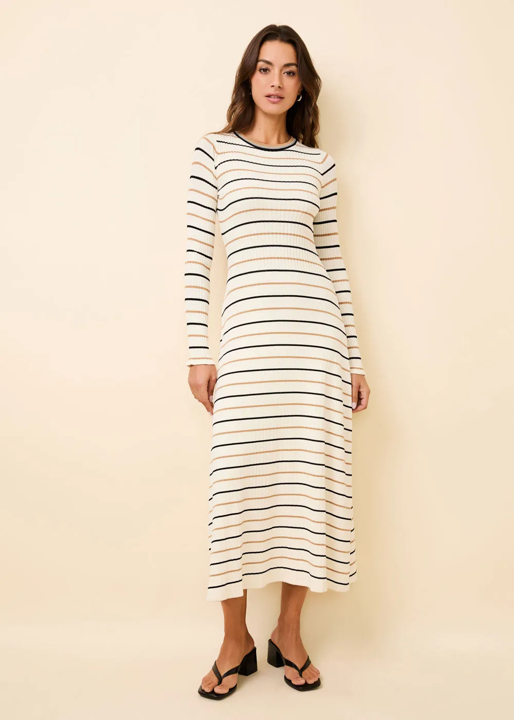 Dora Ribbed Knit Dress Brule Multi Stripe