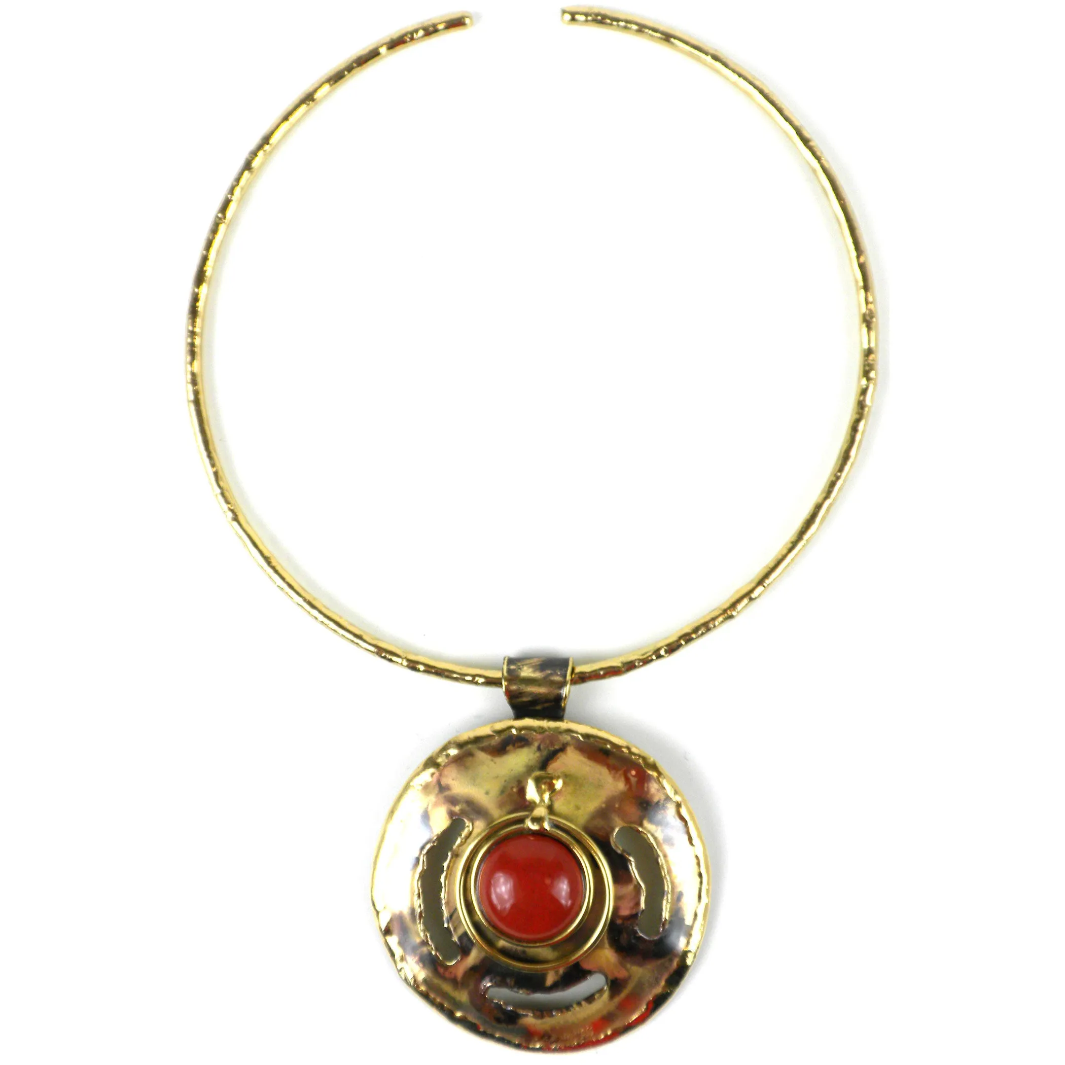 Earths Core Red Jasper Brass Pendant Necklace Brass Images