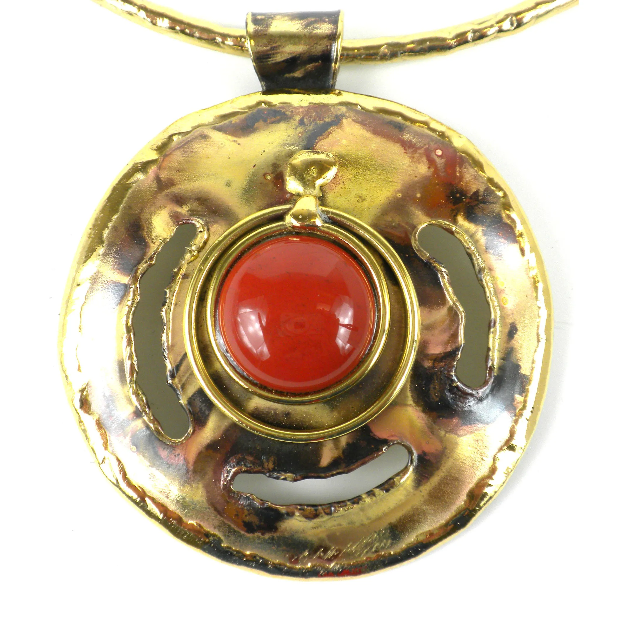 Earths Core Red Jasper Brass Pendant Necklace Brass Images