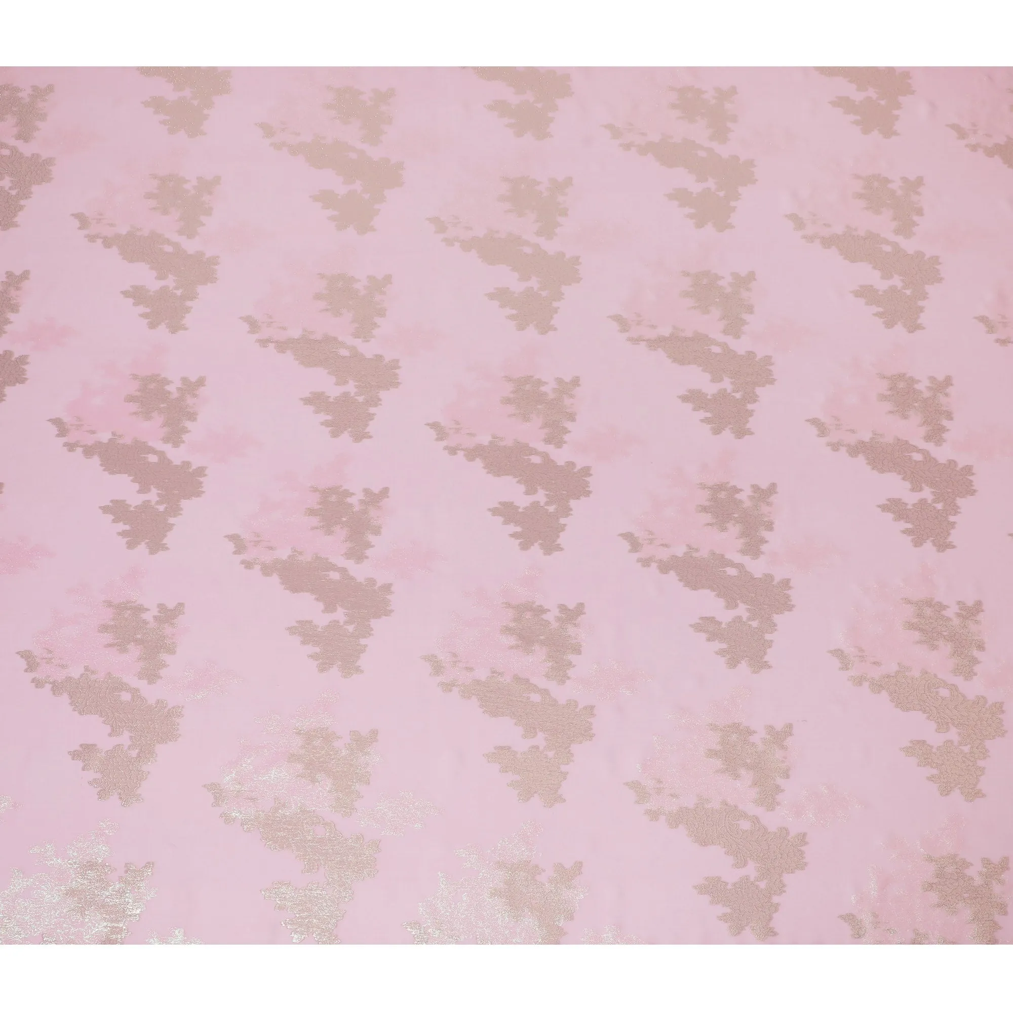 Elegant Baby Pink Silk Chiffon Fabric with Metallic Lurex Floral Design, 110 cm Width, South Korea-D19718