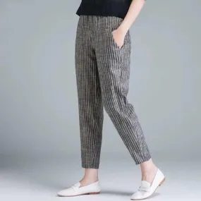 Elegant High Waist Cotton Pants