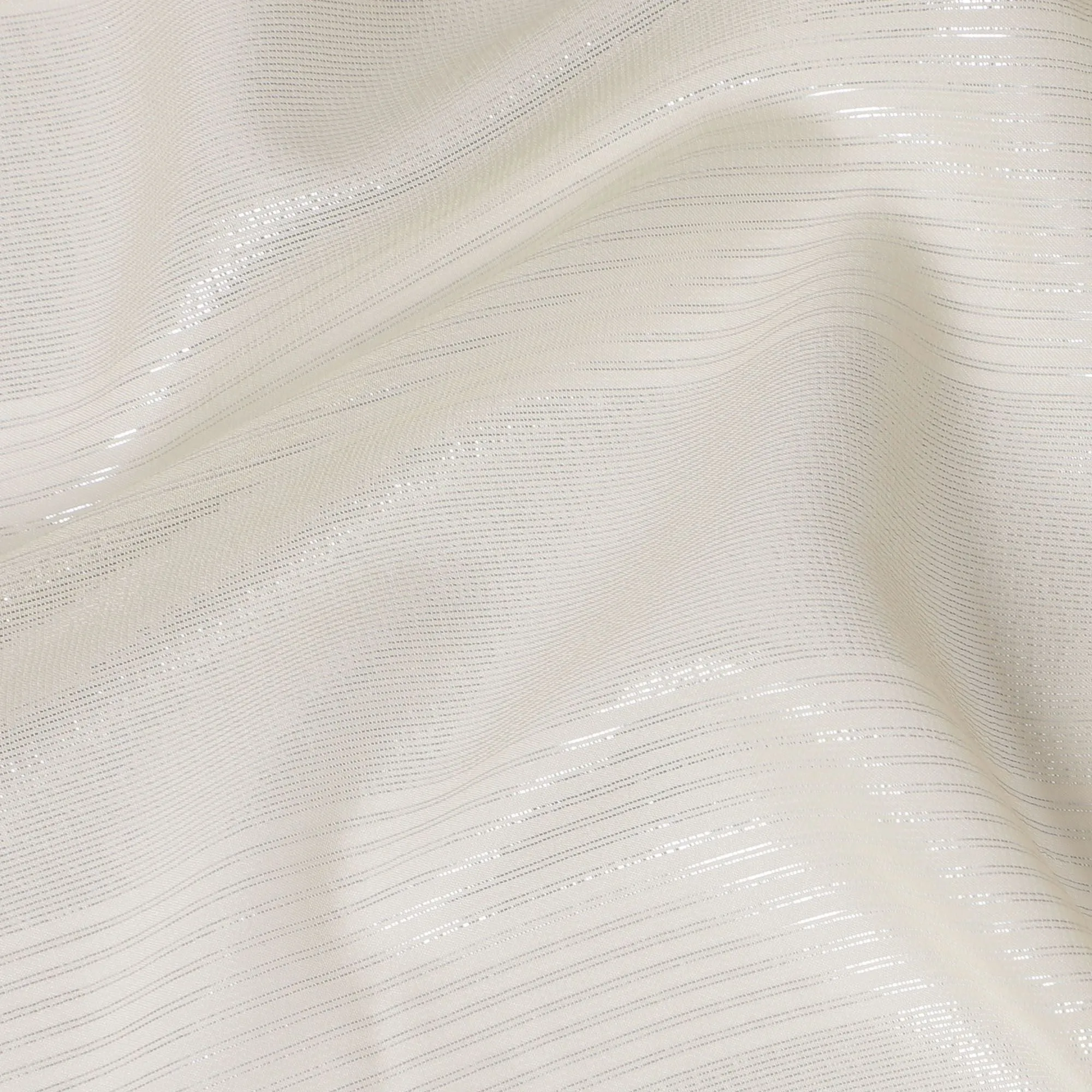 Elegant Metallic Lurex Beige Chiffon Fabric - 110 cm Wide, Gleaming Texture, Perfect for Fashion Design, Buy Online in Meters-D18162