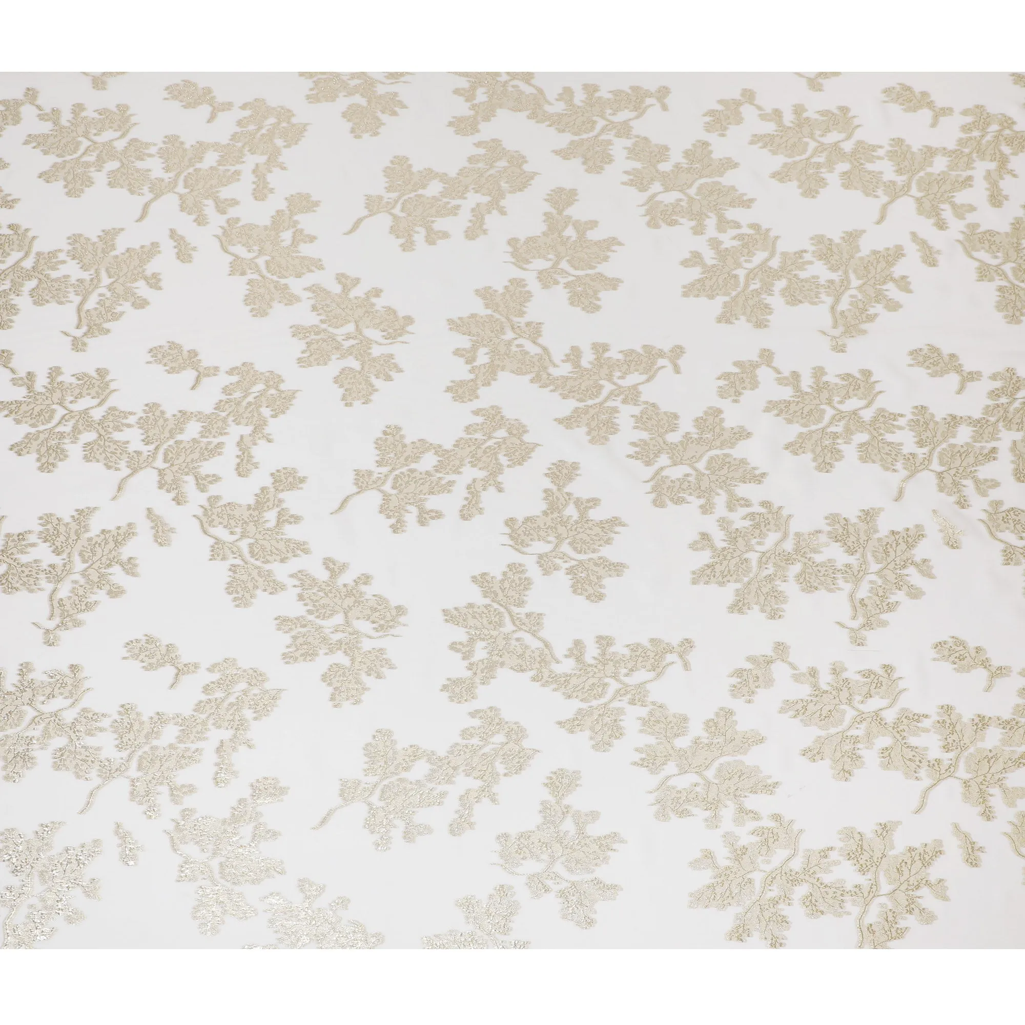 Elegant Off-White Silk Chiffon Fabric with Metallic Lurex Floral Design, 110 cm Width, South Korea-D19726