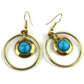 Encircled Turquoise Brass Earrings Brass Images