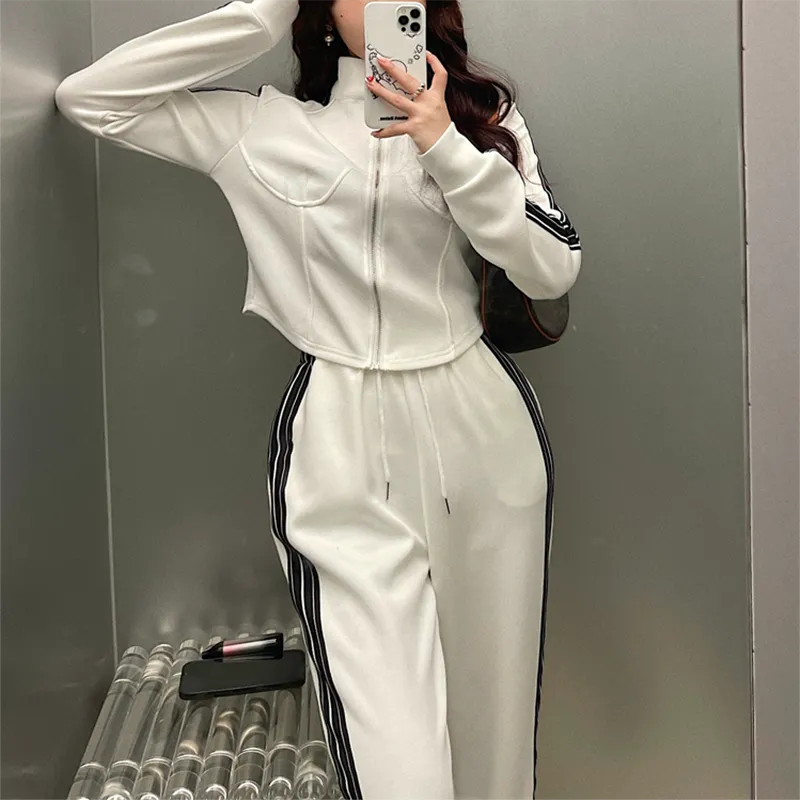 Fashion Temperament Jacket High Waist Wide Leg Pants Two Piece Set