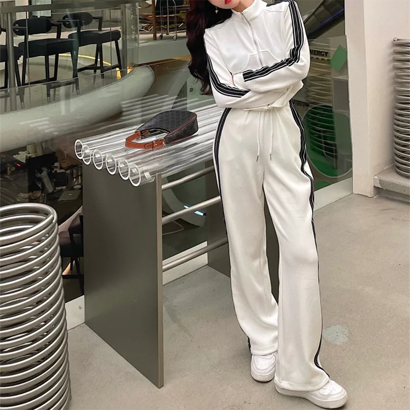 Fashion Temperament Jacket High Waist Wide Leg Pants Two Piece Set