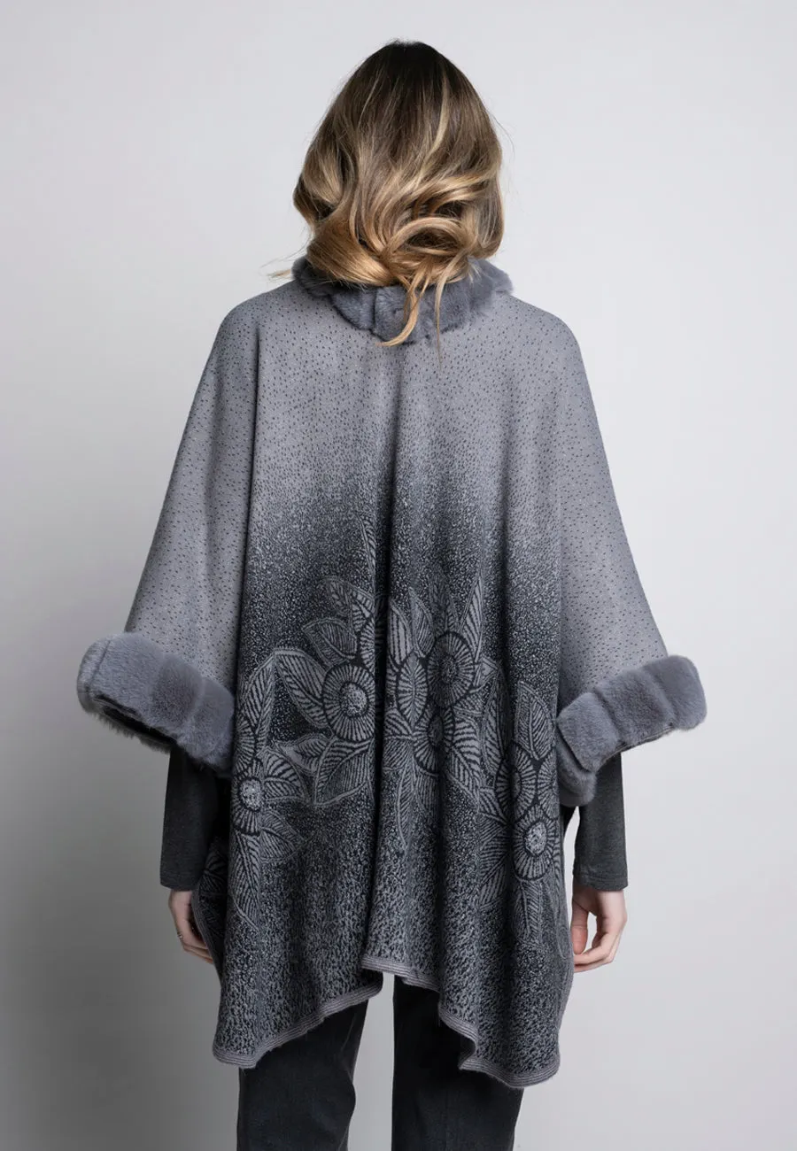 Faux Fur Trimmed Cape