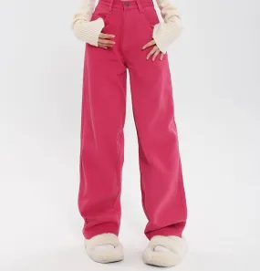 Ferra Rose Pink High Waist Straight Leg Denim Pants