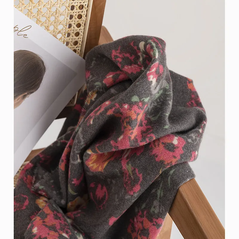 FH23-5102 rose printed winter scarf