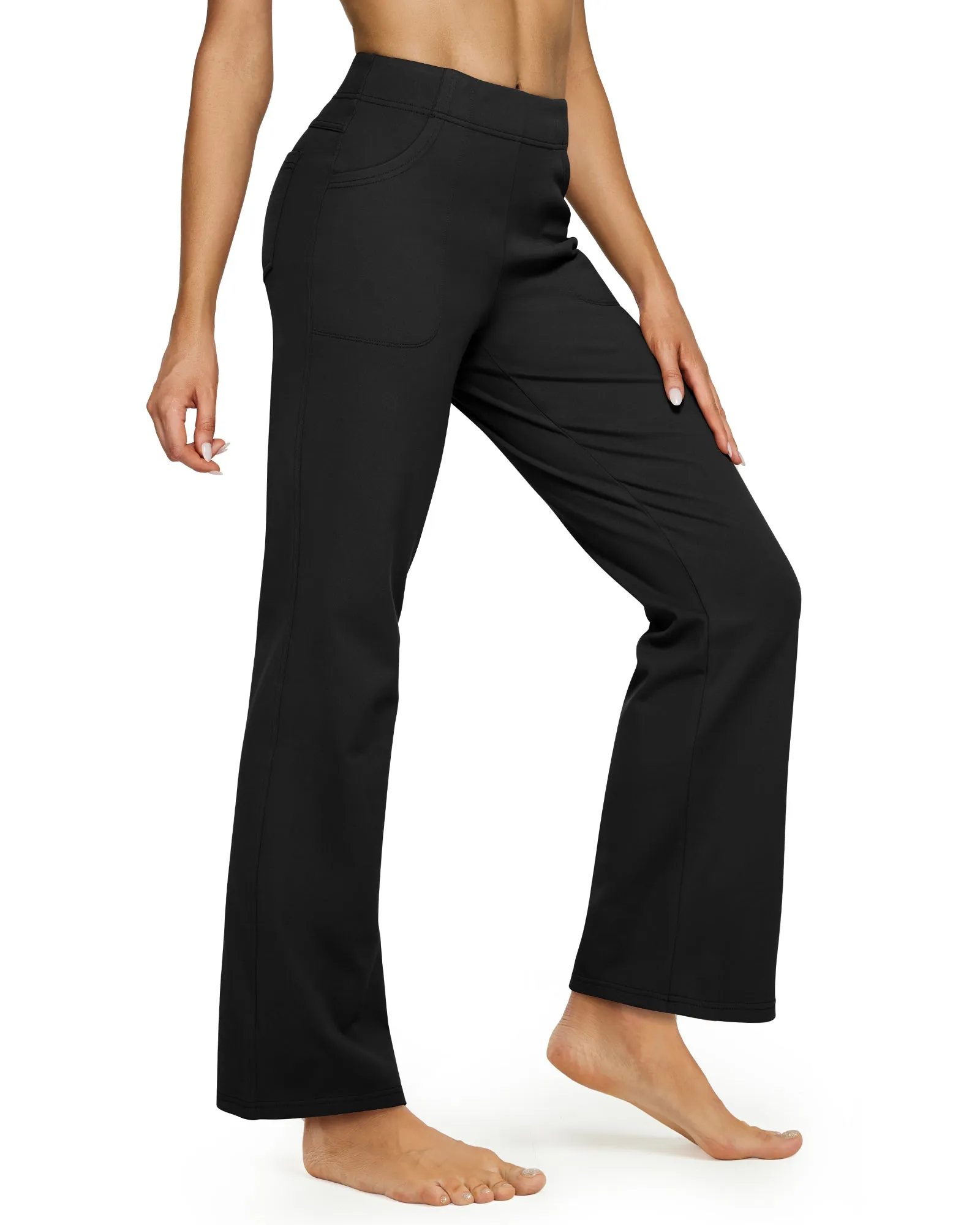 Fleece Lined High-Waist Flare Work Pants