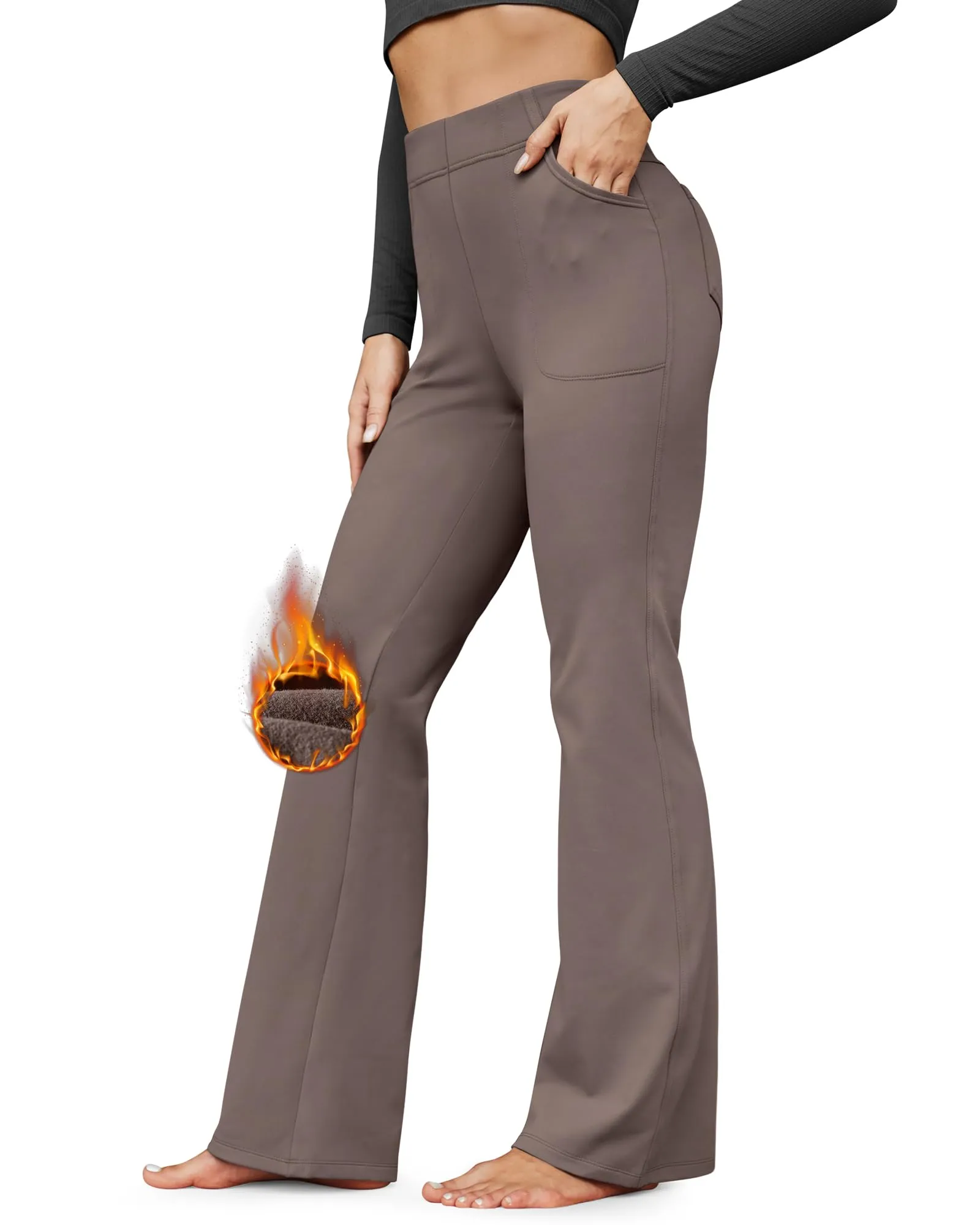 Fleece Lined High-Waist Flare Work Pants