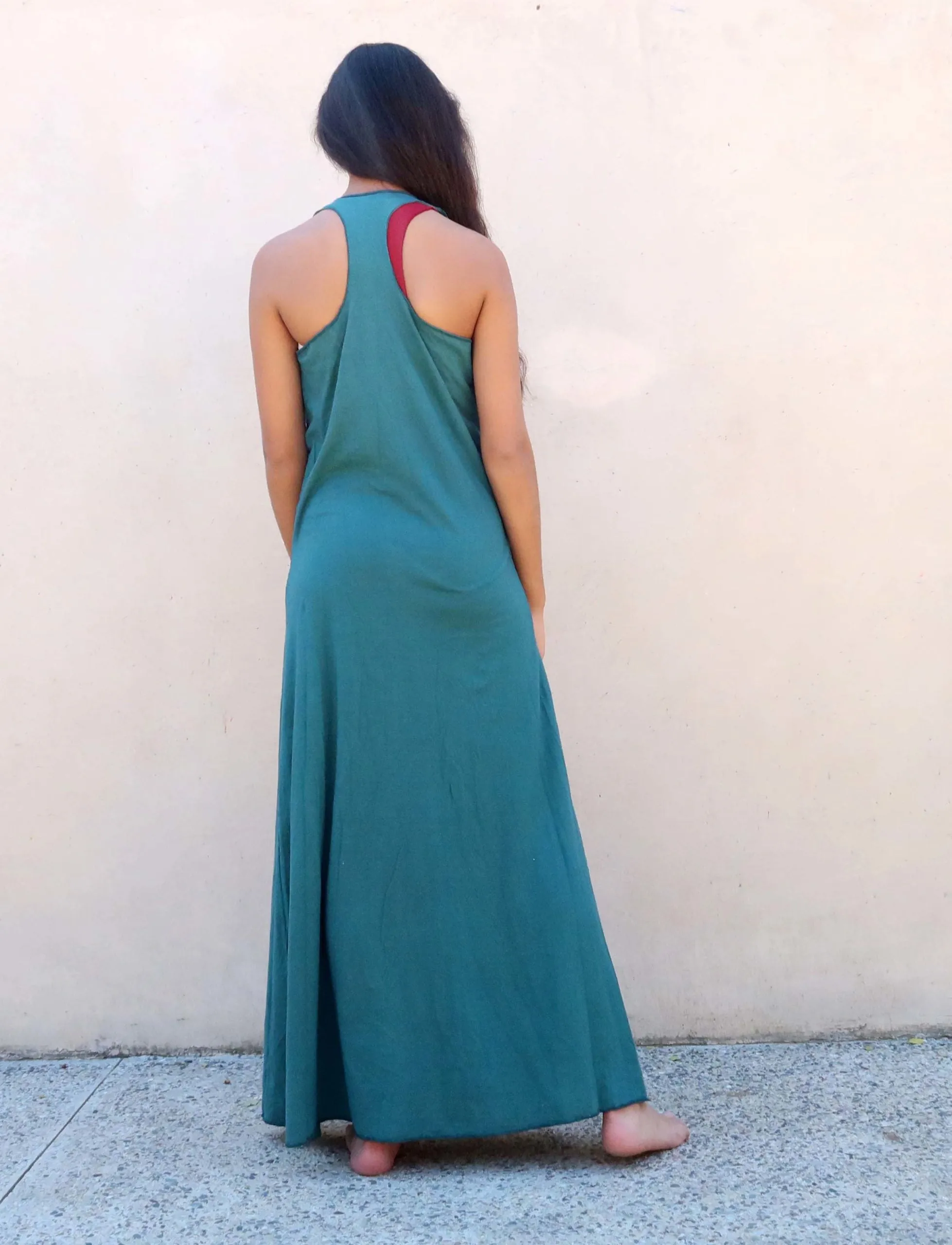 Float Neck Racerback Simplicity Long Dress