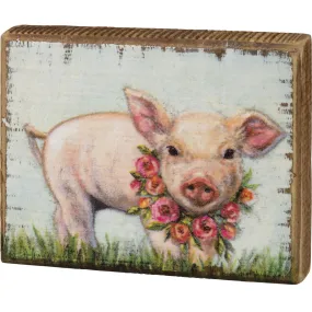 Floral Piglet Block Sign