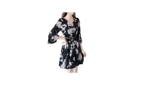 Floral Women's Summer Dress - Black