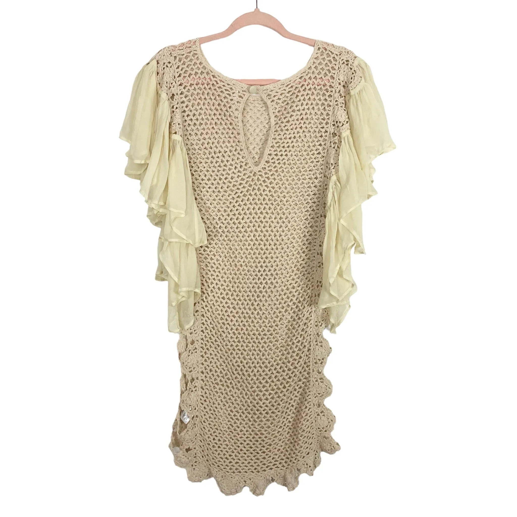 Free People Cream Ruffle Sleeve Dress- Size S (see notes, sold out online)