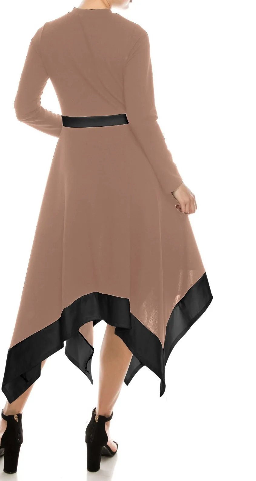 Georgette Asymmetrical Color Block Midi Dress