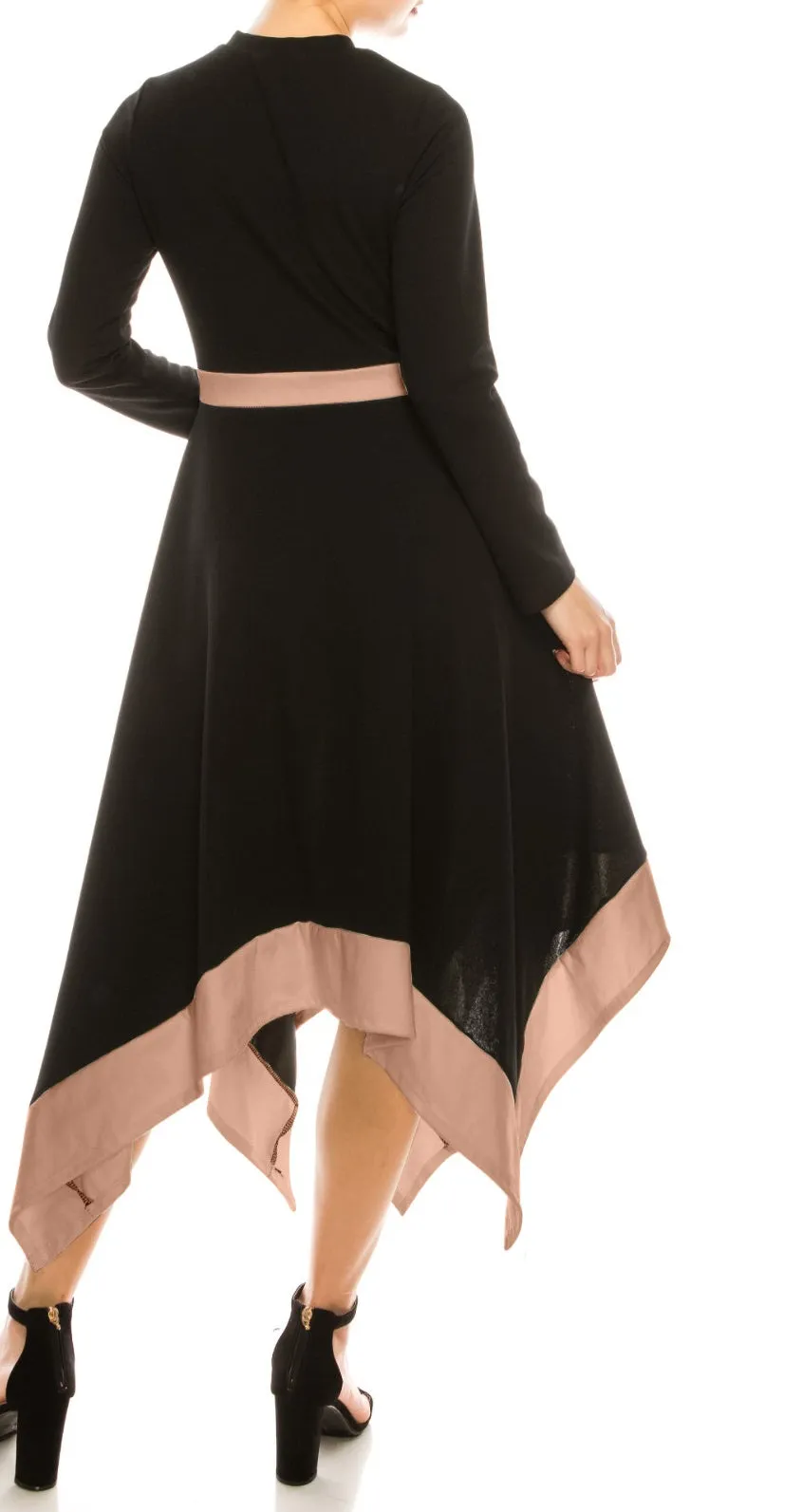 Georgette Asymmetrical Color Block Midi Dress