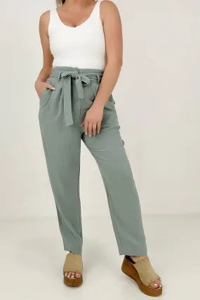 Gilli High Waist Pin Tuck Linen Pants