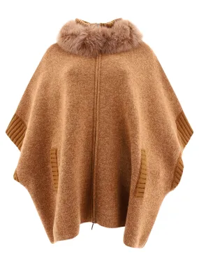 GIOVI Women's Beige Wool Blend Cape for FW23