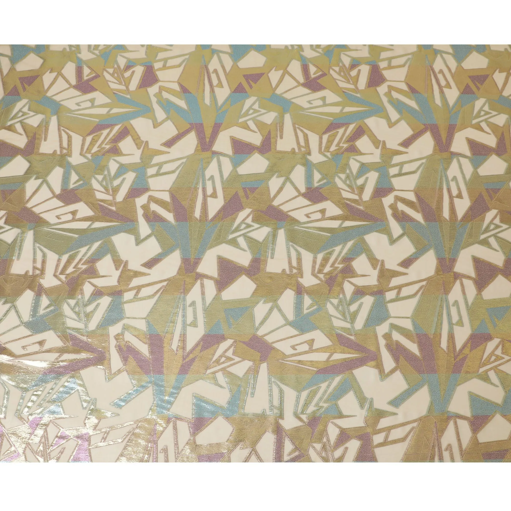 Golden Hues Abstract Silk Chiffon Fabric, 140cm - Contemporary South Korean Textile-D17796