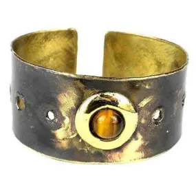 Golden Tiger Eye Domino Brass Cuff Brass Images