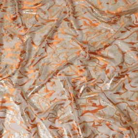 Golden Whispers Silk Chiffon Fabric - Opulent Metallic Motifs, 110cm Width (South Korea)  - D17655