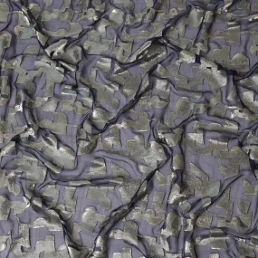 Gunmetal black Pure Silk Chiffon with Silver Lurex, 110cm Width - Refined Fabric from South Korea-D17914