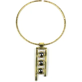 Hematite 3-stone Ladder Pendant Necklace Brass Images