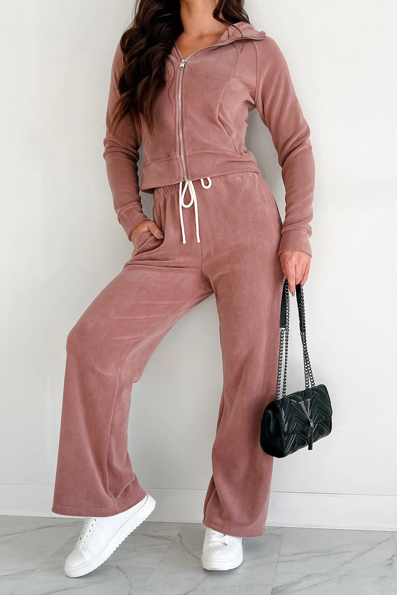 Hey Cutie Fleece Sweatpants (Wood Rose)