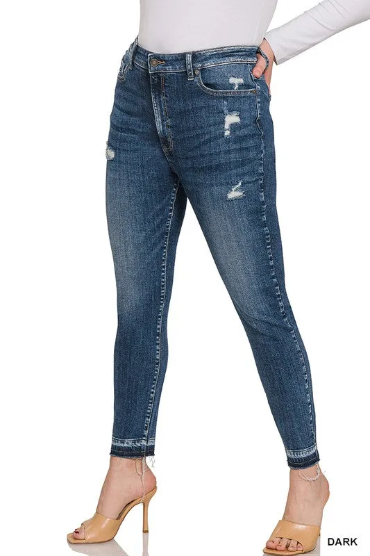 Hi Curvy Plus Size Women High Rise Cropped Skinny Denim Pants