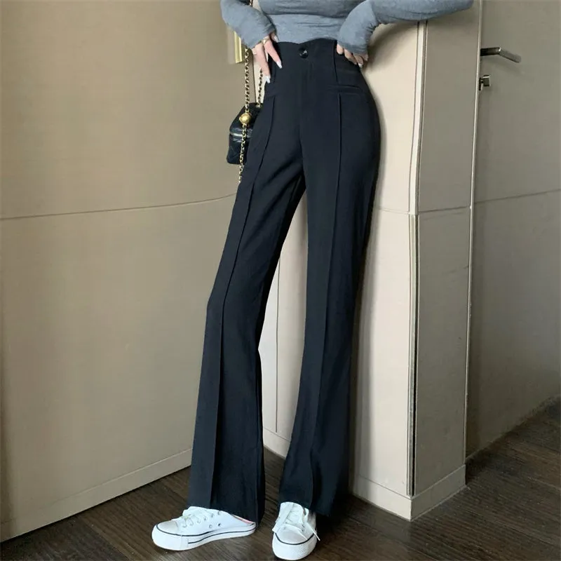 High-Waist Commuter Split Wide-Leg Trousers