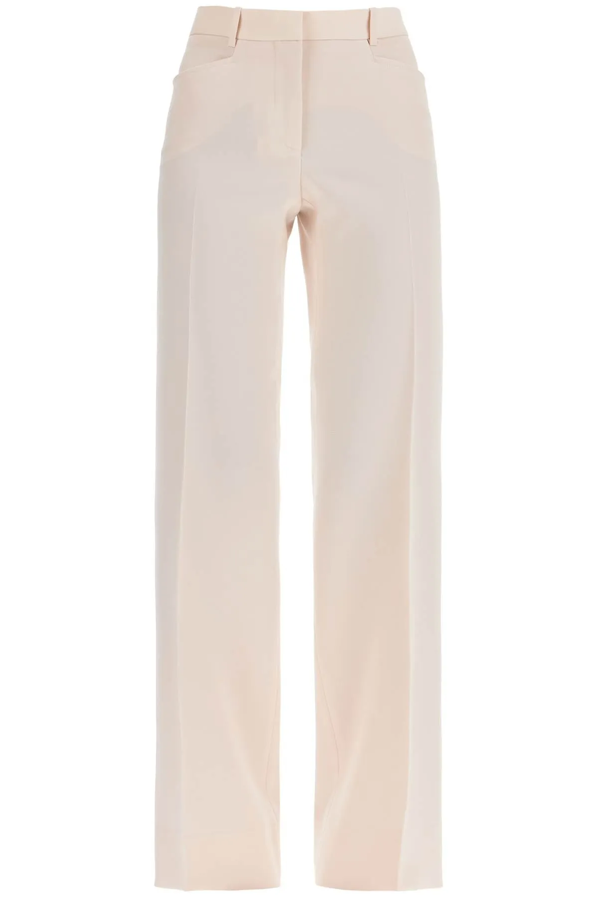 High Waist Wide Leg Pants In Virgin Wool Light Blush