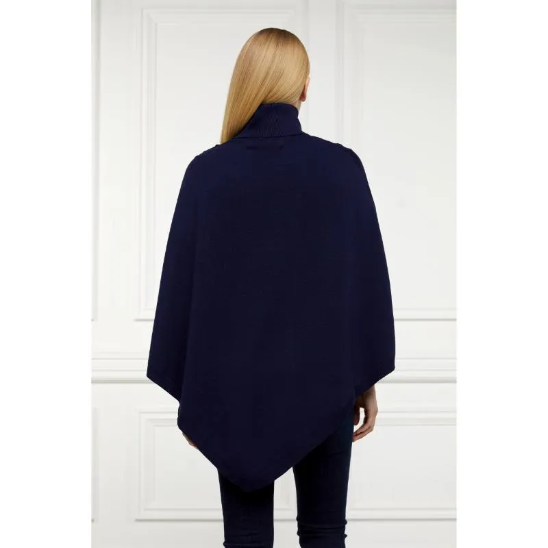 Holland Cooper Roll Neck Ladies Knit Cape - Ink Navy