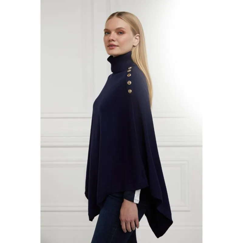 Holland Cooper Roll Neck Ladies Knit Cape - Ink Navy