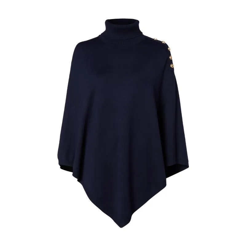 Holland Cooper Roll Neck Ladies Knit Cape - Ink Navy