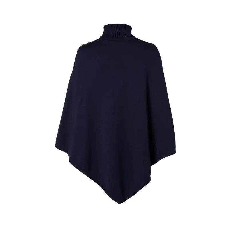 Holland Cooper Roll Neck Ladies Knit Cape - Ink Navy